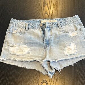 Zara Light Blue Distressed Jean Shorts